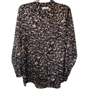 H by Halston Abstract Swirl Button Down Blouse Size XL